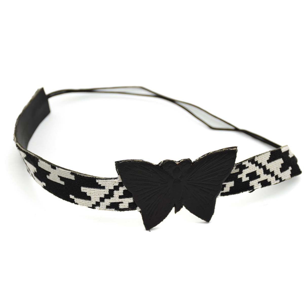 Wholesale Headbands – Black & White – Butterfly Motif & Ikat Pattern – Stretchable – Hair Accessories